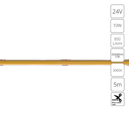 Светодиодная лента 24V 10W m 3000К 5м IP20 Arte Lamp LANE A2432005-01-3K